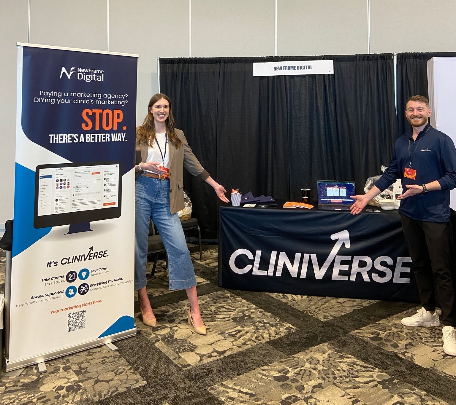 NewFrame Digital founders at the Cliniverse booth at the Canadian Physiotherapy Association conference