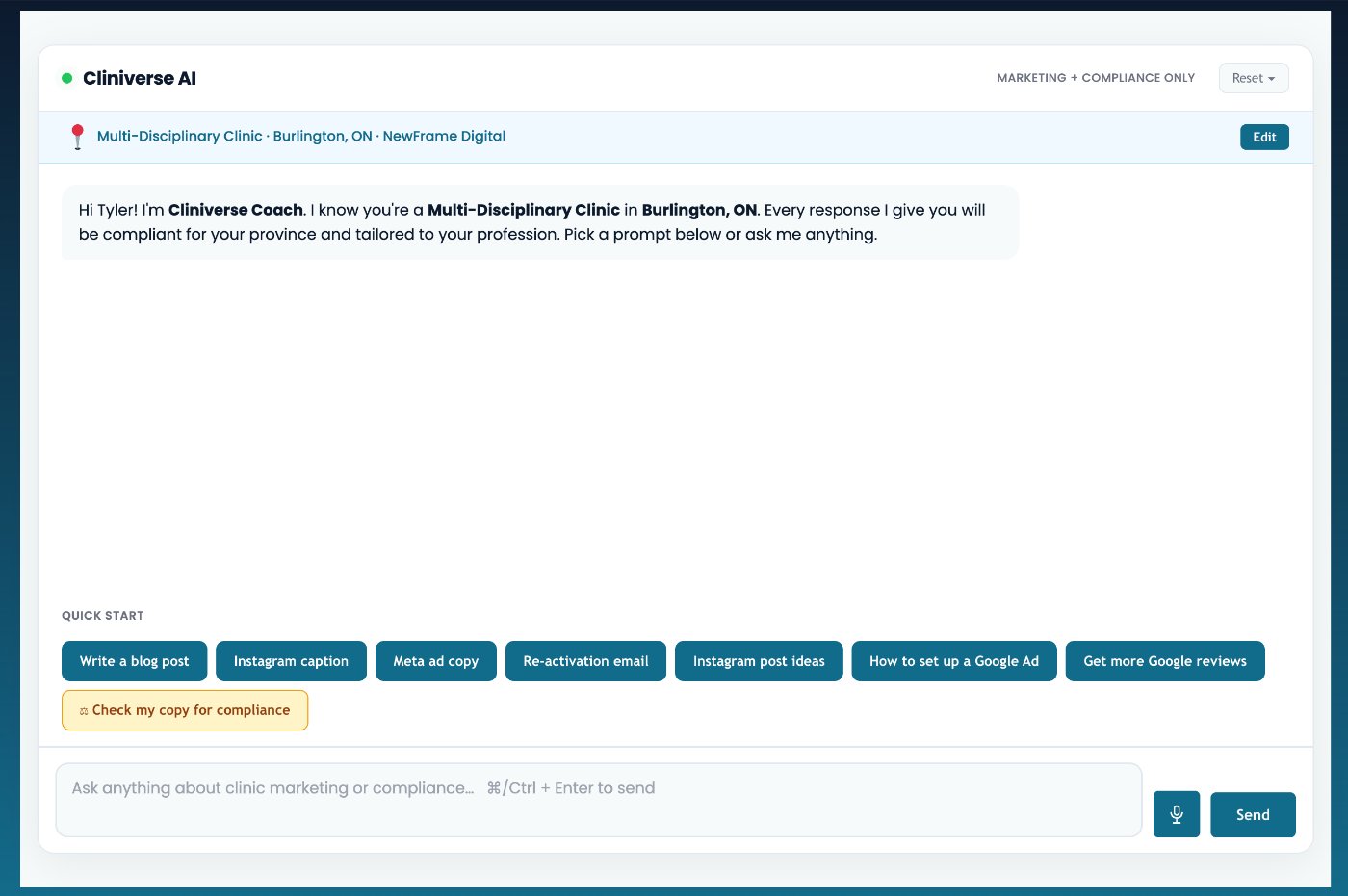 cliniverse ai for clinic owners marketing their practice