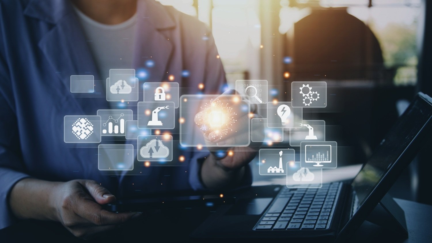 Visual representation of digital marketing tools, analytics, automation, and technology used by modern marketing agencies