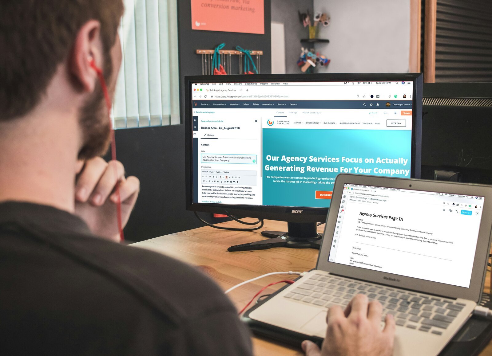 person-creating-email-marketing-campaign-on-laptop-and-desktop-screen