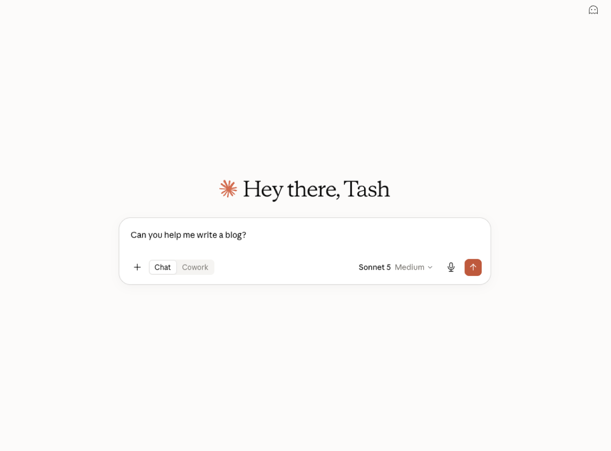 The Claude AI assistant open on a laptop with the prompt can you help me write a blog typed into the message box