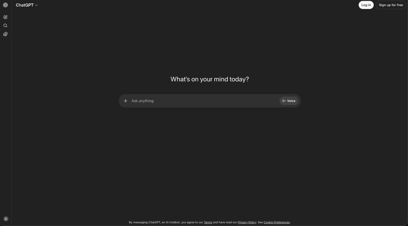 ChatGPT AI writing tools interface with ask anything input prompt